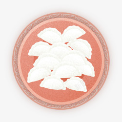白色圆形水印粉色圆形盘子水饺高清图片