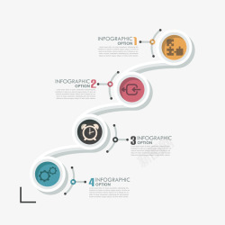 扁平化圆环数轴信息分类装饰ppt矢素材
