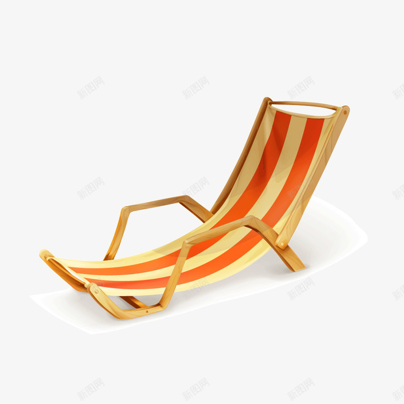 海滩简易躺椅png免抠素材_新图网 https://ixintu.com 条纹 海滩 简易 躺椅