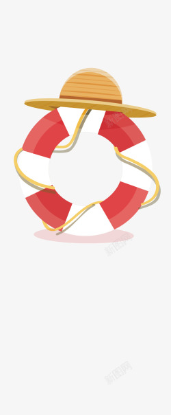 红白帽游泳圈红白条纹沙滩帽高清图片
