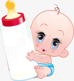 婴儿奶瓶卡通婴儿素材
