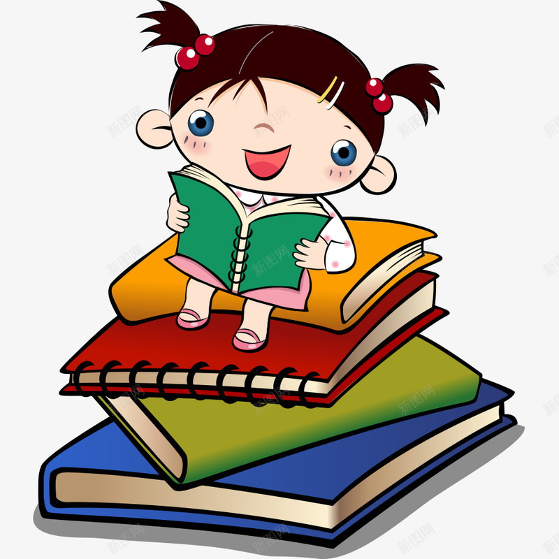 小女孩爱读书png免抠素材_新图网 https://ixintu.com 小女孩 读书 读书中的小孩