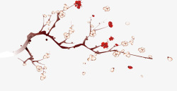 彩绘桃花树枝素材