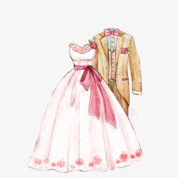 手绘礼服设计粉色婚纱高清图片