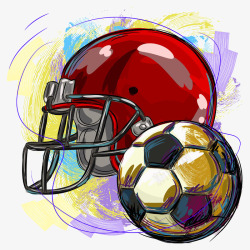 卡通彩绘足球安全帽素材