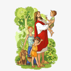耶稣复活抱着小孩素材