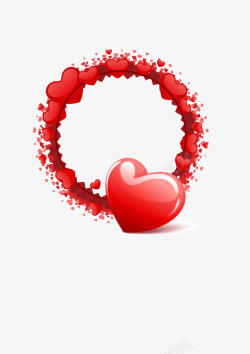 红色圆环心形装饰图素材