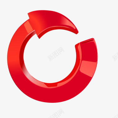 红色立体箭头圆环图标图标