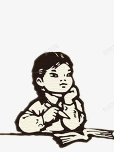 励志的小孩png免抠素材_新图网 https://ixintu.com 人物 卡通 简单 黑白