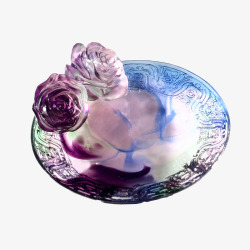 紫色琉璃水晶装饰盆高清图片