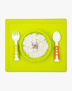 硅胶餐盘儿童硅胶碗餐垫碗绿色高清图片