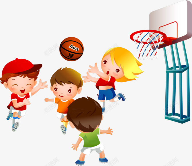 篮球运动png免抠素材_新图网 https://ixintu.com 奥运篮球 手绘小孩 手绘篮球