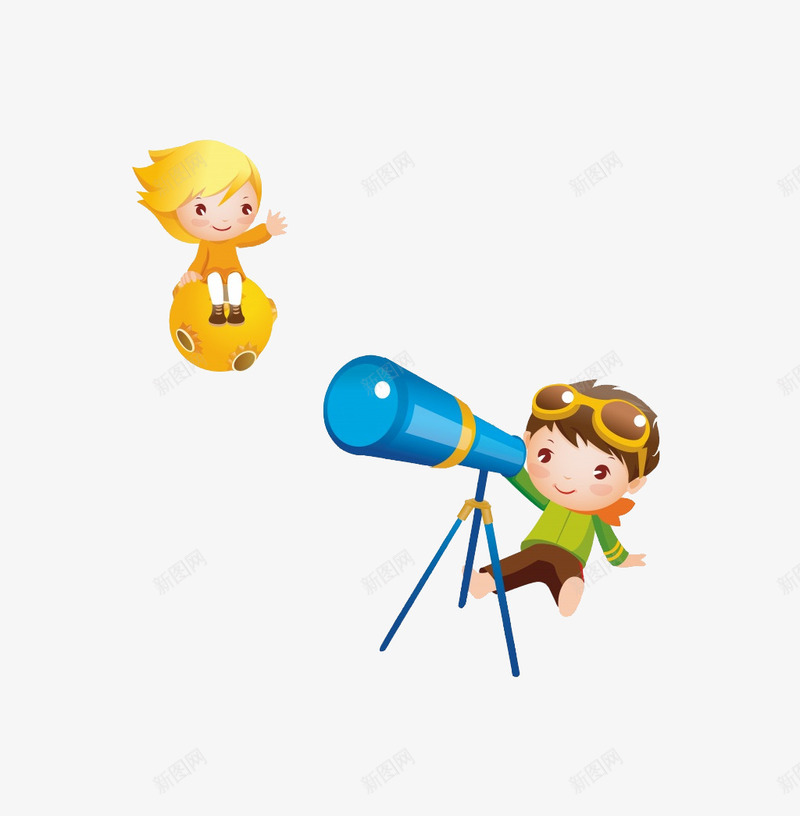 看望远镜的小孩png免抠素材_新图网 https://ixintu.com png素材 卡通画 小孩 望远镜