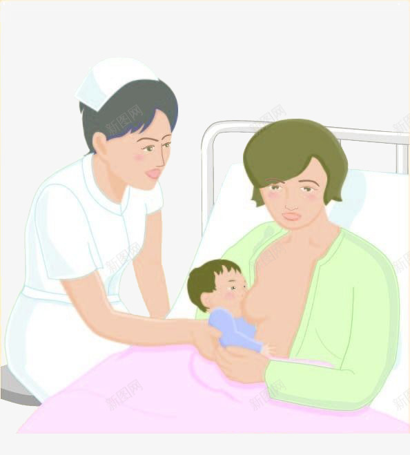吃奶的婴儿png免抠素材_新图网 https://ixintu.com 医院 宝宝喝奶 护士 母亲