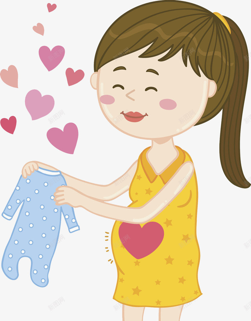 长发孕妇png免抠素材_新图网 https://ixintu.com 人物画 卡通手绘 婴儿装 水彩画 肖像画 装饰图案 长发孕妇