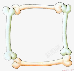 手绘骨头边框png免抠素材_新图网 https://ixintu.com 创意 彩绘 简约 骨头