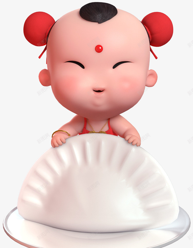 童子吃饺子春节过年png免抠素材_新图网 https://ixintu.com 吃饺子 春节 童子 过年