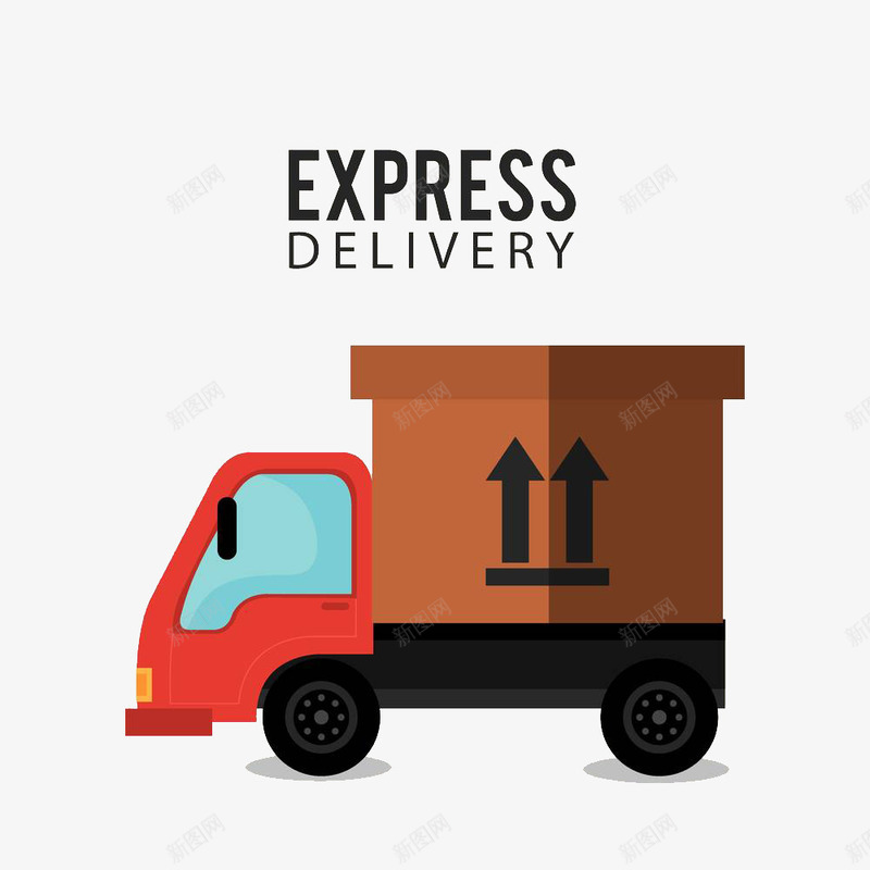 送货物的小红车png免抠素材_新图网 https://ixintu.com 创意 卡通手绘 快递 流通 红色 货车 运达 运送 送到