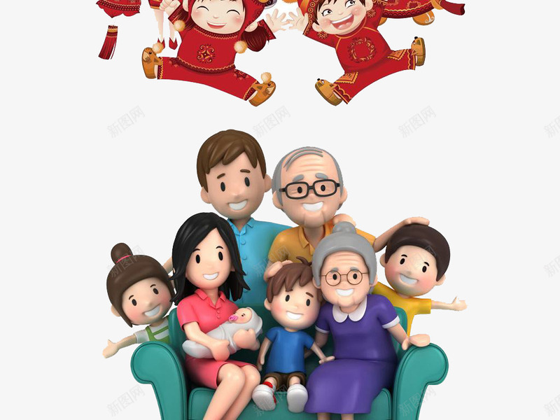 坐在沙发上拍照片的一家人png免抠素材_新图网 https://ixintu.com 一家人 卡通 可爱 和谐 大人 家庭照片 小孩 幸福 开心 手绘