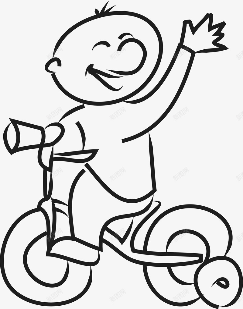 手绘骑车的微笑男孩矢量图图标ai_新图网 https://ixintu.com 儿童 儿童手绘 儿童线稿 卡通小孩 可爱的小朋友矢量 女孩 孩子 小盆友 微笑 手绘儿童 手绘小孩 骑车 矢量图