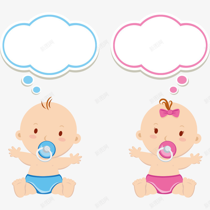 卡通婴儿png免抠素材_新图网 https://ixintu.com 人物 卡通人物 婴儿 对话框 插画
