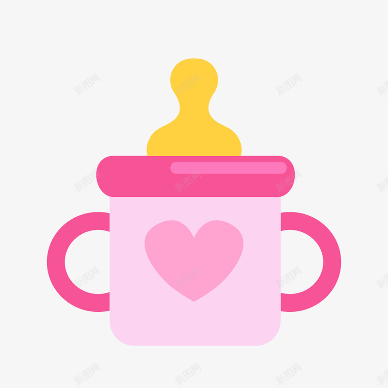 爱心图案的粉色奶瓶png免抠素材_新图网 https://ixintu.com 卡通 奶嘴 奶嘴图案 婴儿奶瓶 婴儿用品 爱心图案 粉色奶瓶