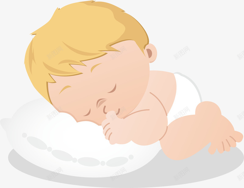 熟睡的婴儿矢量图ai免抠素材_新图网 https://ixintu.com 可爱 婴儿 手绘素材 熟睡 矢量图