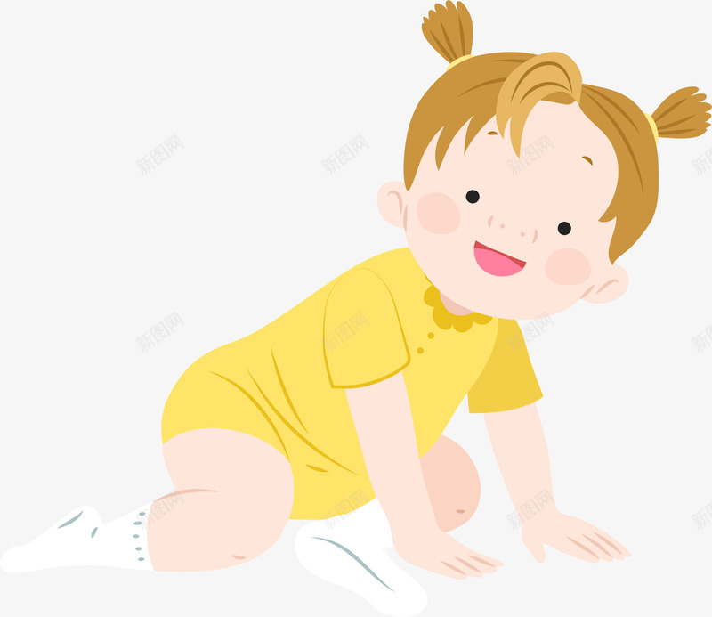 卡通趴在地上的小女孩png免抠素材_新图网 https://ixintu.com 儿童 卡通小孩 婴儿 小女孩 矢量图案 趴在地上