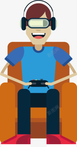 坐沙发人物坐沙发人物科技虚拟现实游戏中的矢量图高清图片
