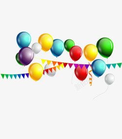 节日气球与彩旗素材