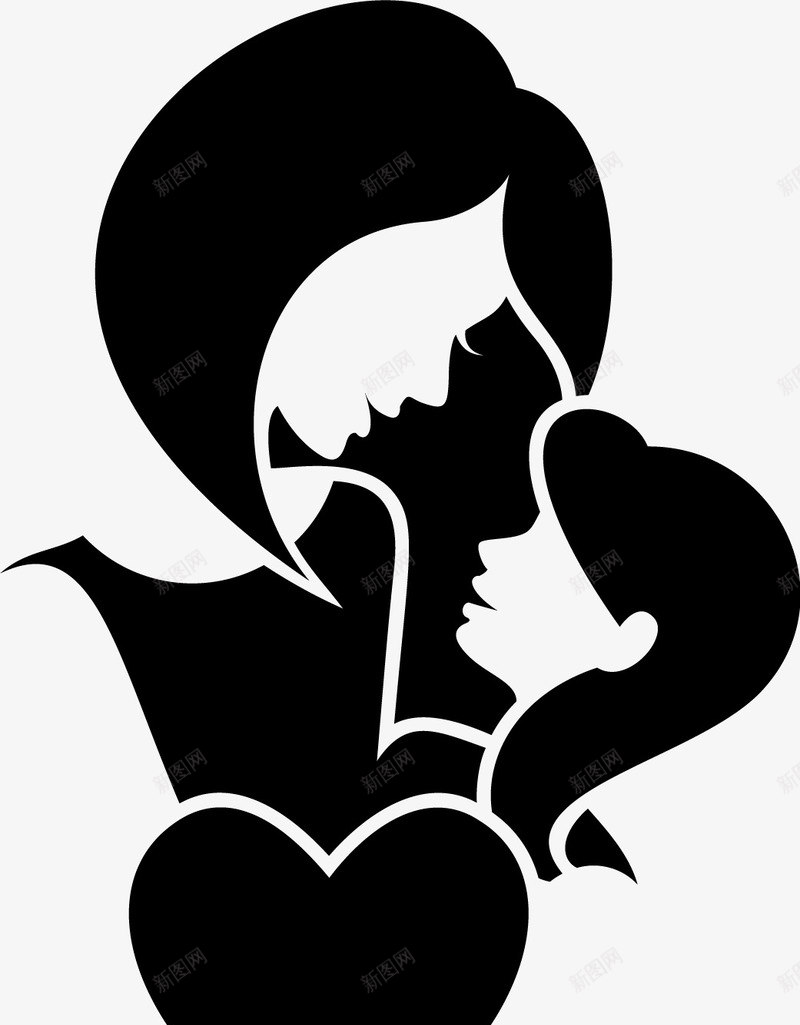 母亲节拥抱剪影1png免抠素材_新图网 https://ixintu.com 剪影 婴儿 拥抱 母亲节 母抱婴 矢量人物