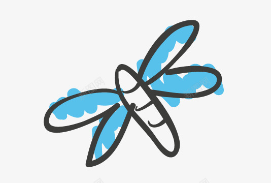 蓝色泼墨蜻蜓png免抠素材_新图网 https://ixintu.com 一只 卡通 泼墨 简笔 翅膀 蓝色 蜻蜓 黑色
