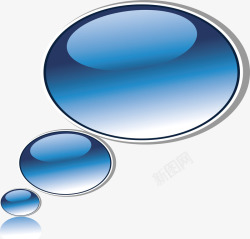 椭圆形蓝色水晶气泡素材