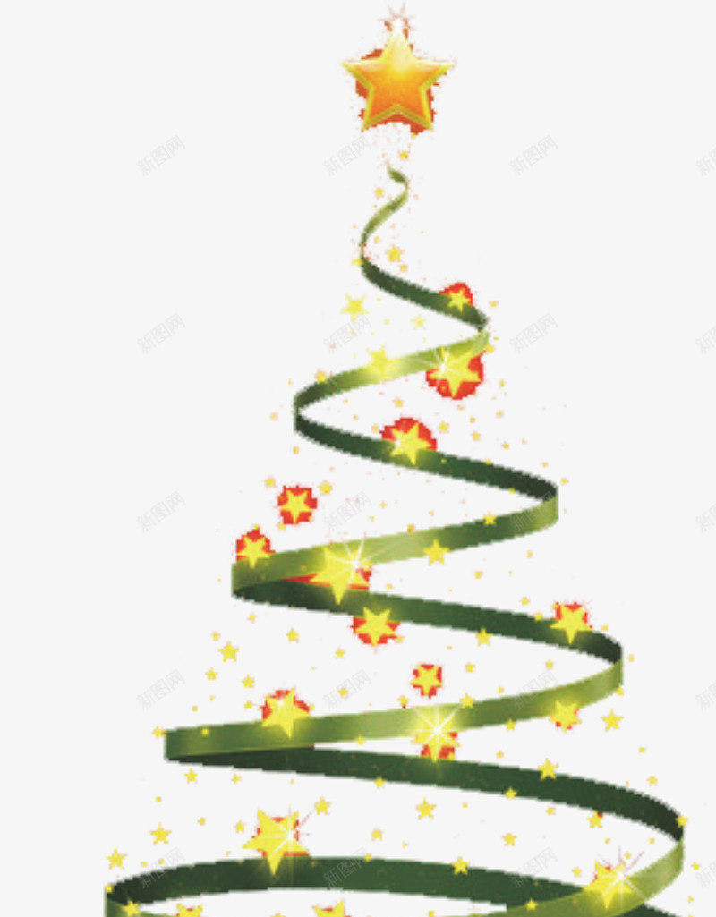抽象圣诞树png免抠素材_新图网 https://ixintu.com 亮光 圆环 星星 绿条