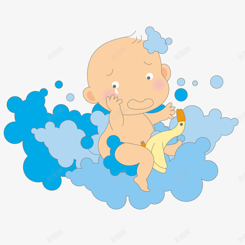 洗澡的婴儿png免抠素材_新图网 https://ixintu.com 婴儿 婴儿游泳 洗澡