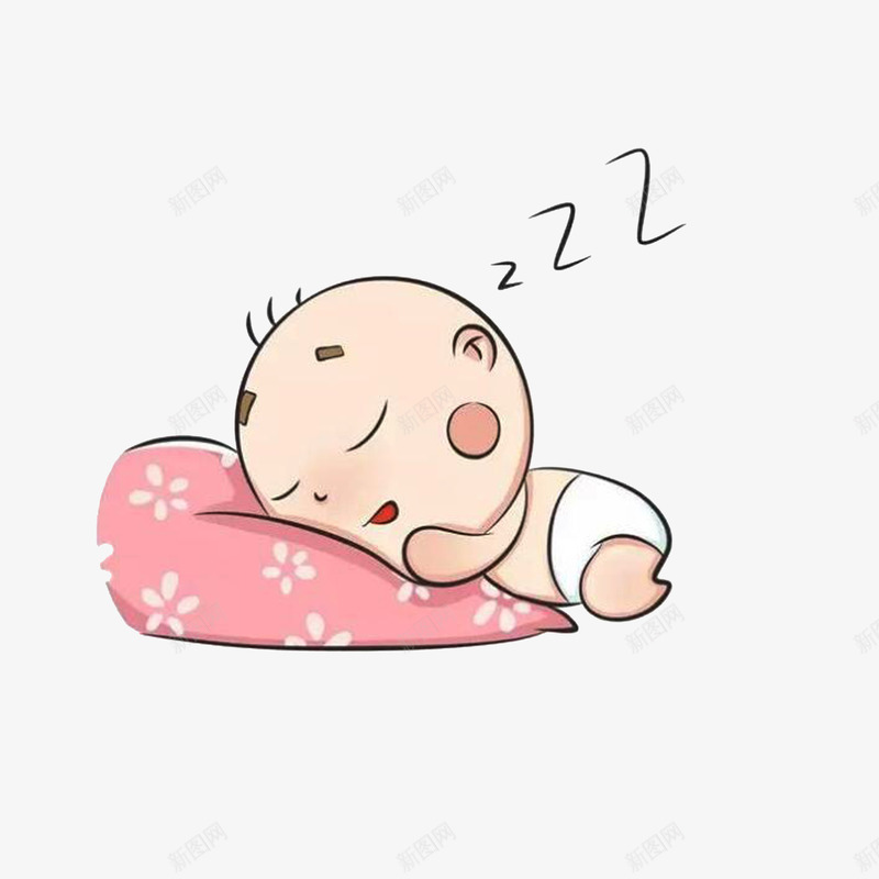 沉睡的小婴儿png免抠素材_新图网 https://ixintu.com 卡通 可爱小婴儿 沉睡 沉睡的小婴儿 玫红色枕头