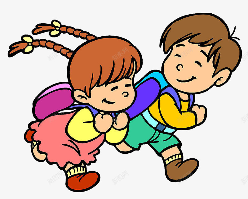 奔跑的小孩png免抠素材_新图网 https://ixintu.com 上学的 卡通 可爱的 小孩 简笔 高兴地