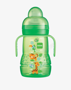 婴儿防胀气奶瓶MAM防滴漏奶瓶水杯二合一高清图片