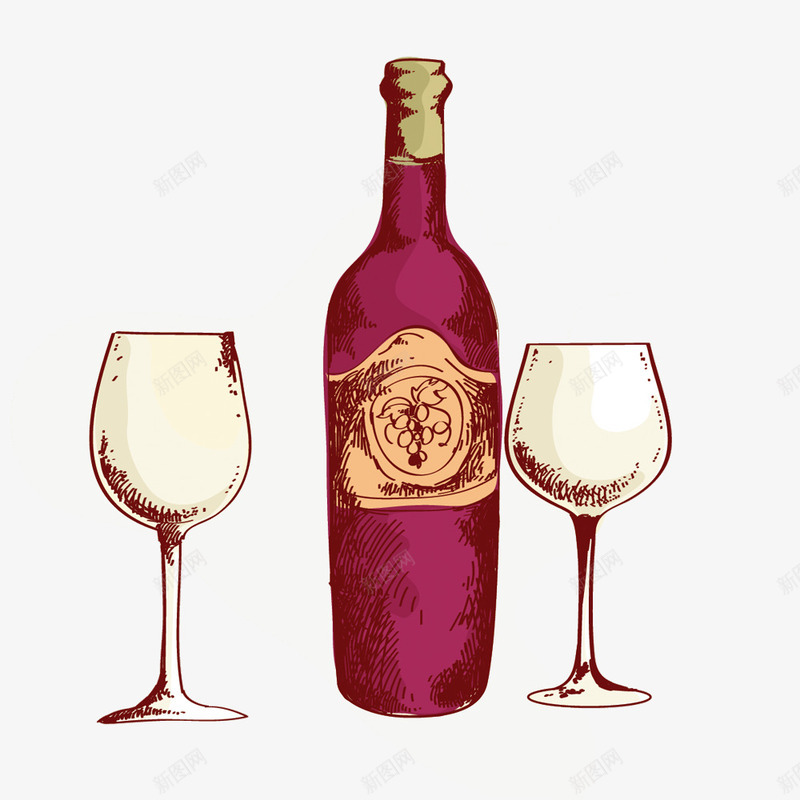 葡萄酒与红酒杯png免抠素材_新图网 https://ixintu.com 矢量素材 素材 葡萄酒素材 酒杯