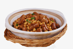 美味砂锅黄豆焖猪尾素材