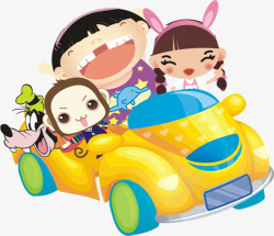 儿童卡丁车卡通六一儿童节效果小孩子卡丁车高清图片