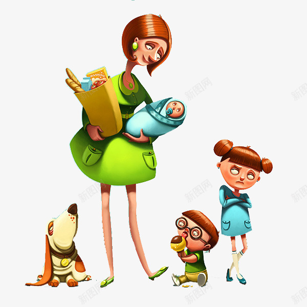 母婴png免抠素材_新图网 https://ixintu.com 卡通 婴儿 手绘 母婴产品 狗狗 购物