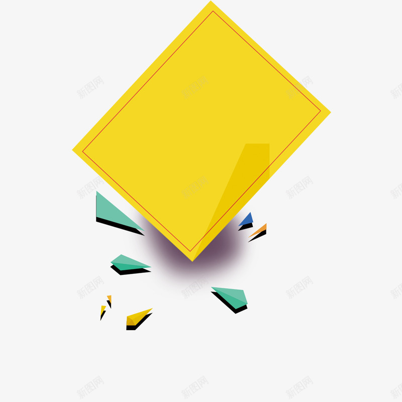 黄色菱形装饰psd免抠素材_新图网 https://ixintu.com 不规则图形 菱形 黄色