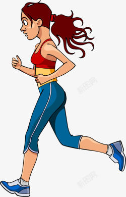 偏平化人物健身跑步健身的人物插画矢量图高清图片