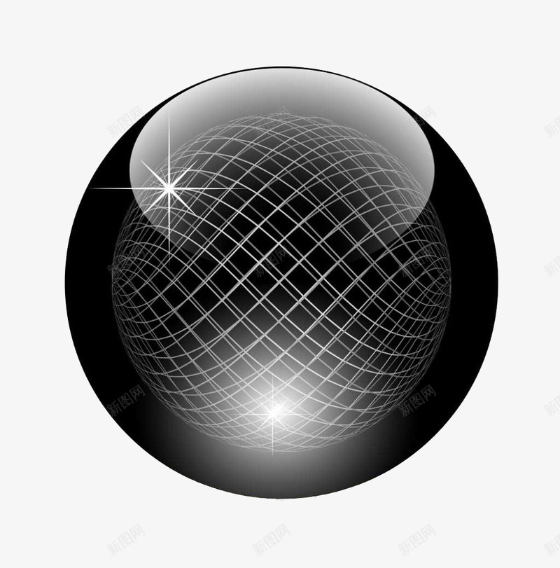 黑色水晶球png免抠素材_新图网 https://ixintu.com 发光 水晶球 魔法水晶球 黑色 黑色水晶球素材下载