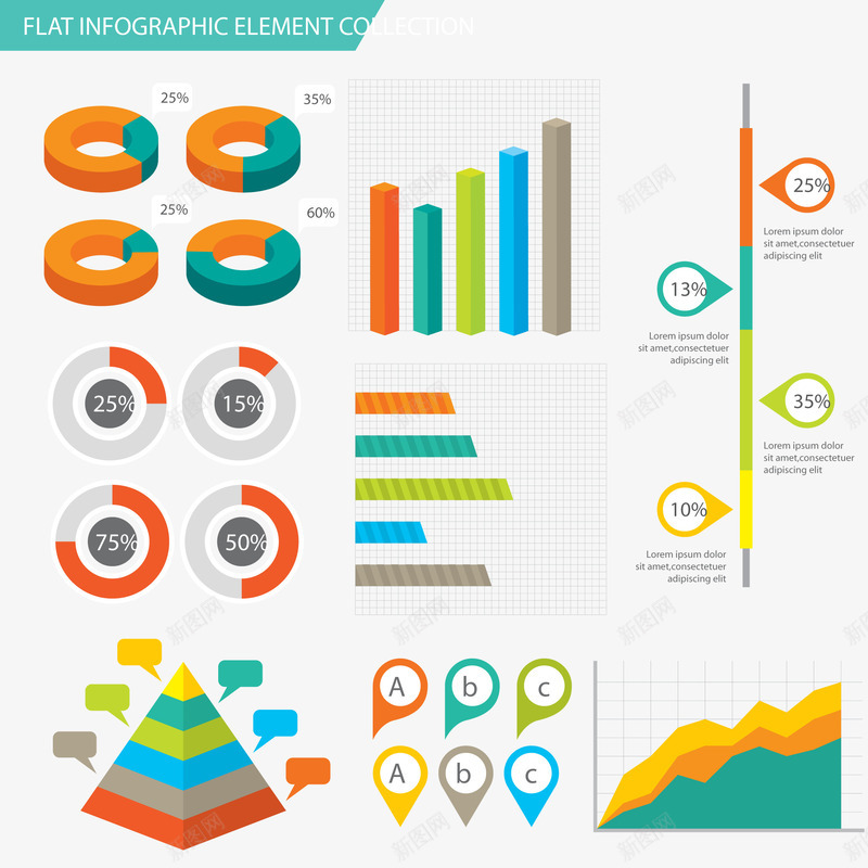 现代信息图表元素的集合png免抠素材_新图网 https://ixintu.com 信息图 圆环 对话框 现代 表
