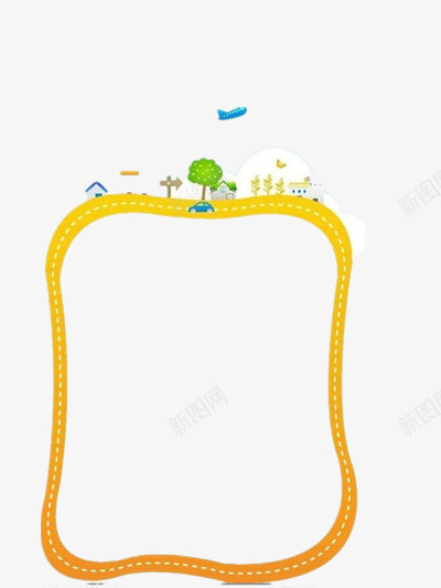 黄色流线状现代边框png免抠素材_新图网 https://ixintu.com 城市生活 流线型 边框 黄色