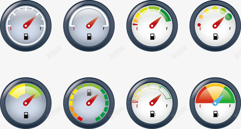 各种油表矢量图eps免抠素材_新图网 https://ixintu.com 仪表 加油 没油 油表 矢量图