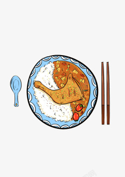 咖喱虾仁饭美味的咖喱鸭腿饭高清图片