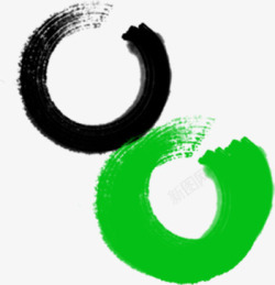 墨迹黑色绿色圆环素材